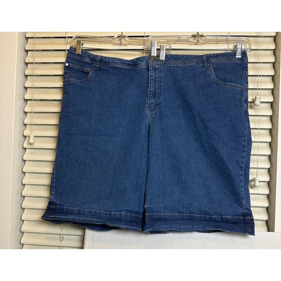 Women's Within Women's Denim Knee High Shorts Size 28W Sku 2919 - Picture 2 of 12